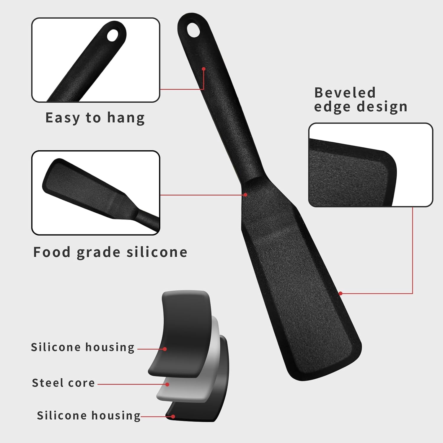 1Pcs Food-Grade Silicone Thin  - огляд і ціна Okonomiyaki Spatula